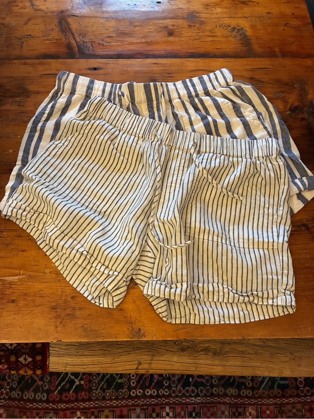 2 pairs of Just Living Women's Striped Drawstring Shorts - Grey & White